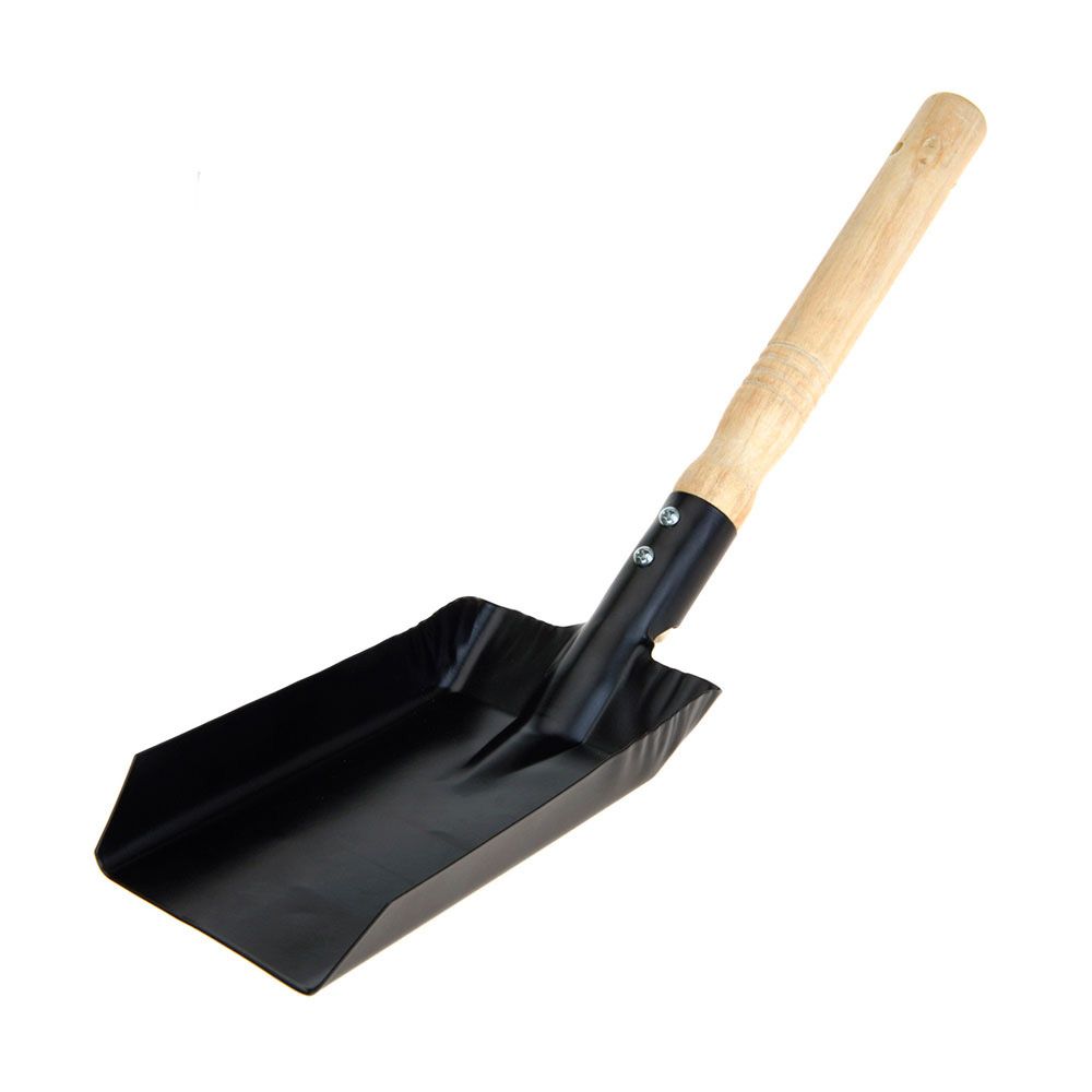 Pá de metal preto fosco para carvão de churrasco, 9,5 x 37,5 cm