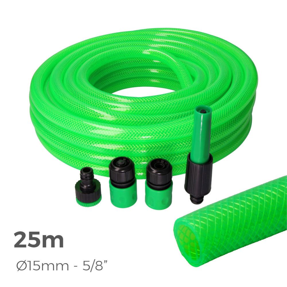 Kit mangueira de jardim standard Ø15 mm, 5/8 pol., 25 m