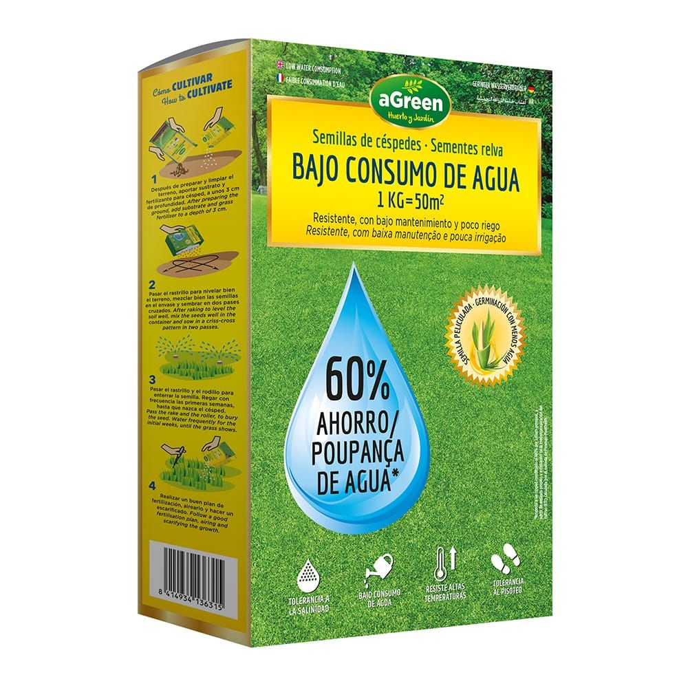 Sementes de relva com baixo consumo de água 1 kg = 50 m2 60% de economia de água
