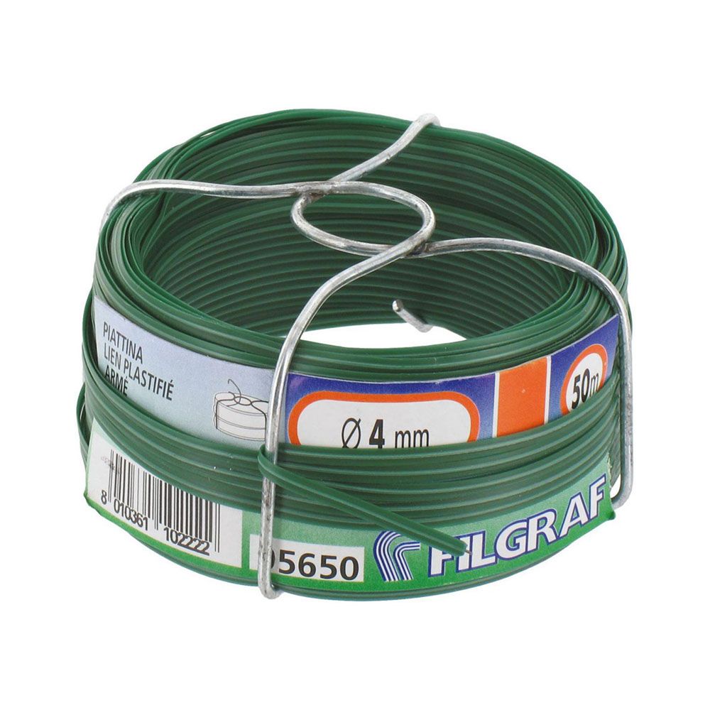 Arame plastificado de COR verde, calibre 4 mm x 50 m