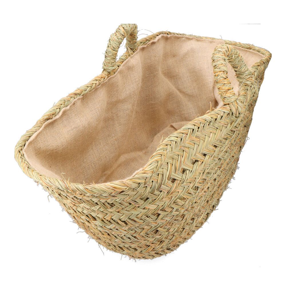 Cesto oval de esparto com forro para lenha 60 x 35 x 45 cm - Image 3