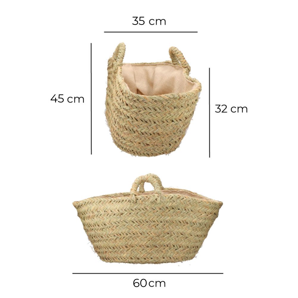 Cesto oval de esparto com forro para lenha 60 x 35 x 45 cm - Image 5