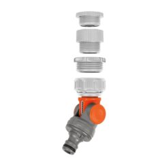 Conector giratório angular com adaptadores de 1 POL - ¾ POL - 5/8 POL - ½ POL, blister