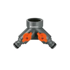 Distribuidor de 2 vias com válvulas para torneiras com rosca ½ POL - ¾ POL, blister