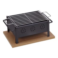 Churrasqueira de mesa com grelha de aço inoxidável de 25 x 20 cm
