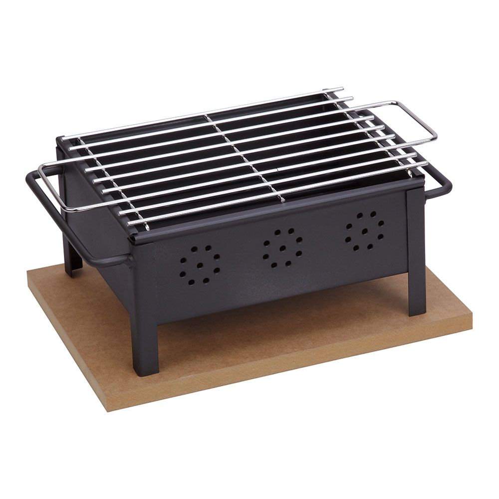 Churrasqueira de mesa com grelha de aço inoxidável de 25 x 20 cm