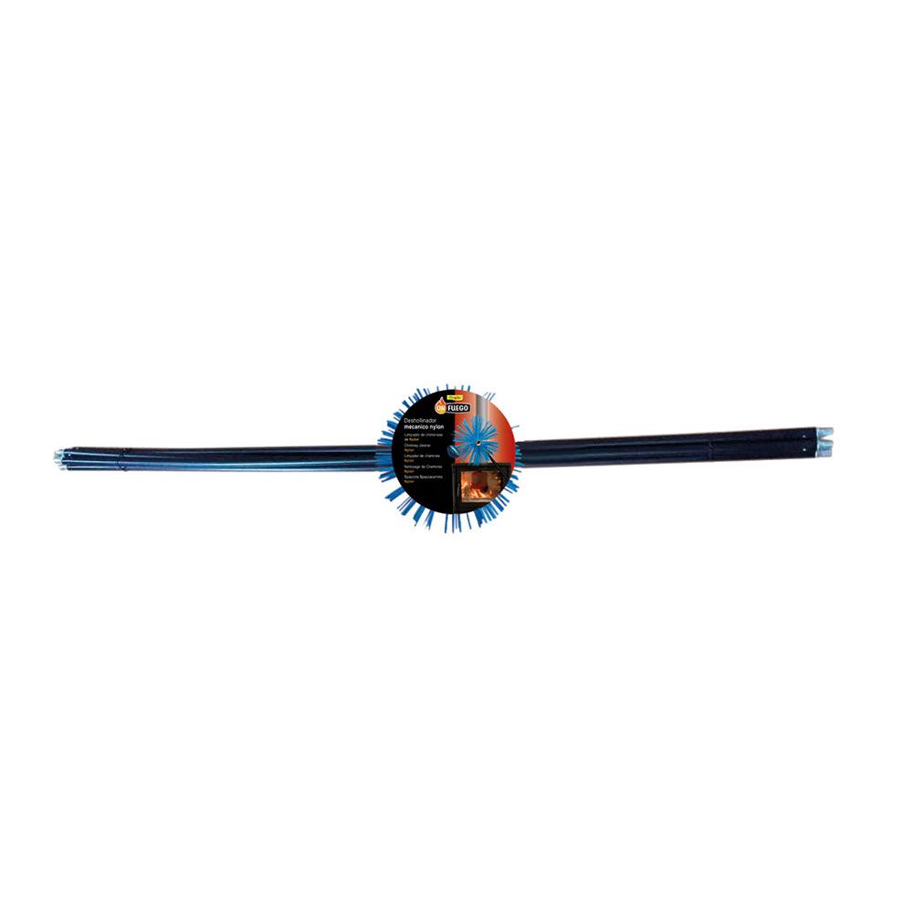 Okfuego KIT de limpeza mecânica para chaminés 4 x varetas 1,40 m (comprimento total 5,6 m) + ouriço de nylon 200 mm