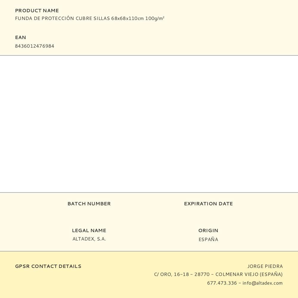 Capa protetora, capas para cadeiras, 68 x 68 x 110 cm, 100 g/m² - Image 10