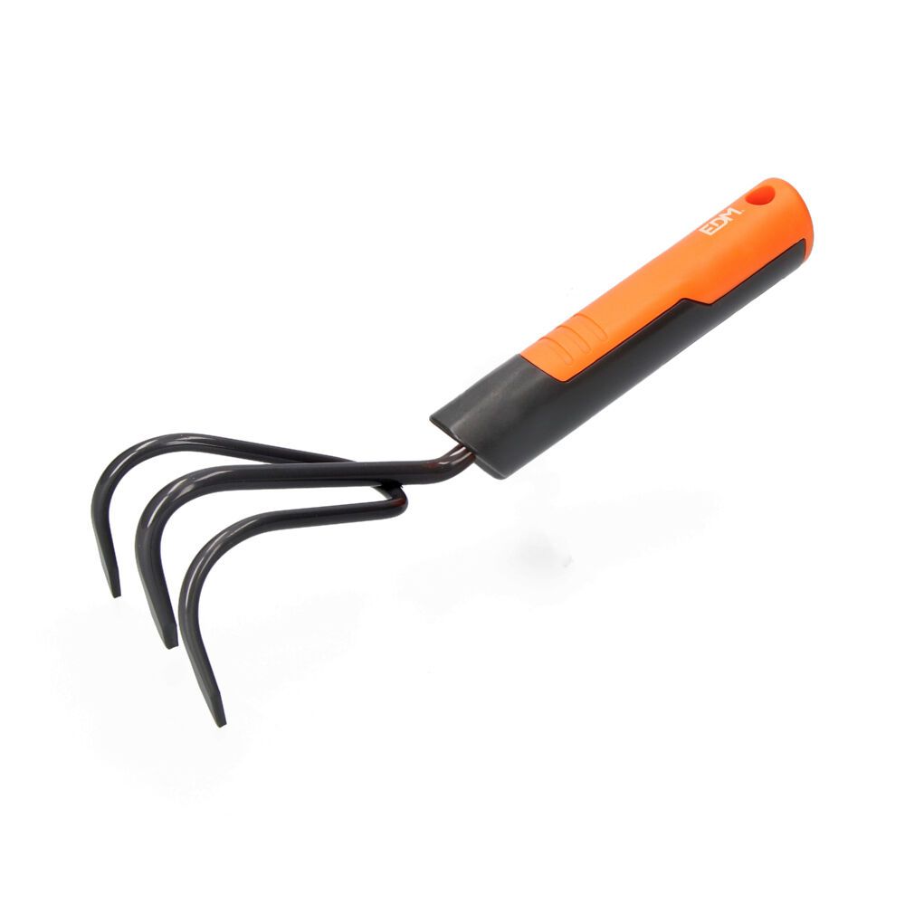 Cultivador de jardim de 3 dentes, cinza/laranja, 29 cm