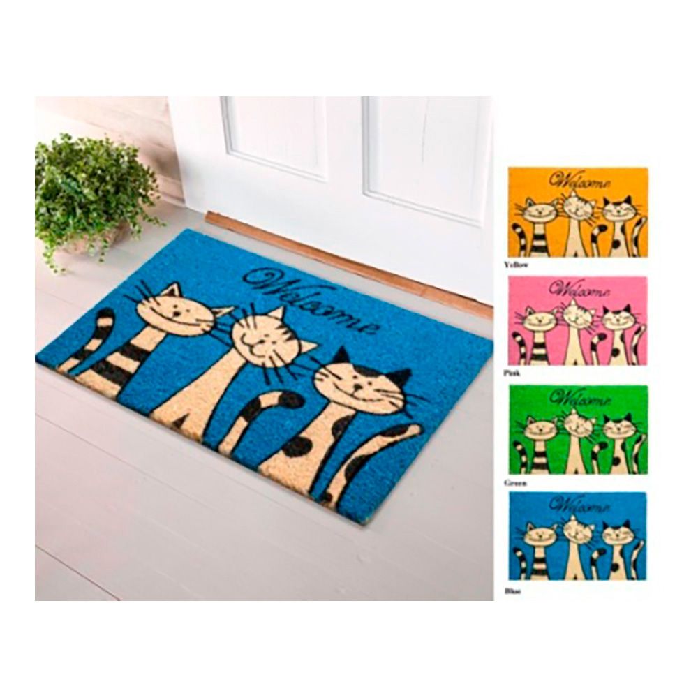 Tapete de fibra de coco com estampa de gatos, 60 x 40 cm - Image 2