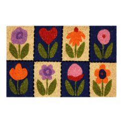Tapete de fibra de coco com estampa floral, 60 x 40 cm