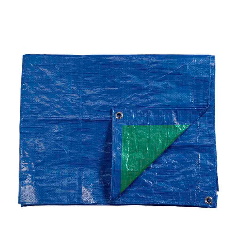 Lona dupla face de polietileno, azul/verde, densidade 90 g/m², 4 x 6 m
