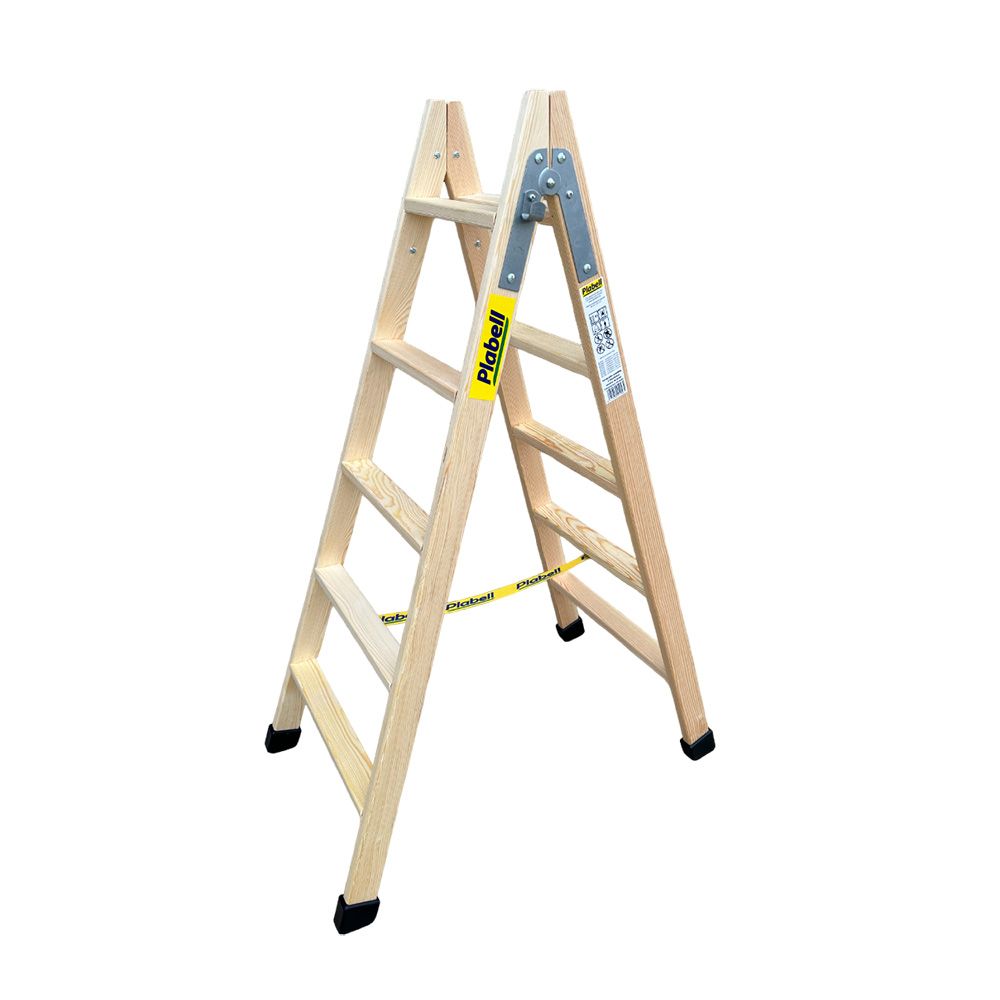 Escadote de madeira degraus largos 139cm altura BLD-5 plabell