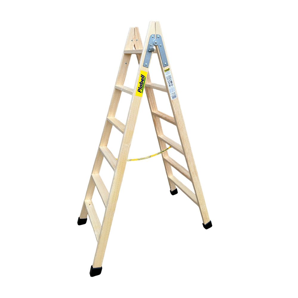 Escadote de madeira degraus largos 164cm altura BLD-6 plabell