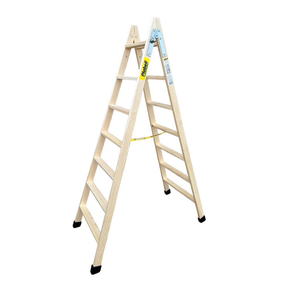 Escadote de madeira degraus largos 190cm altura BLD-7 plabell