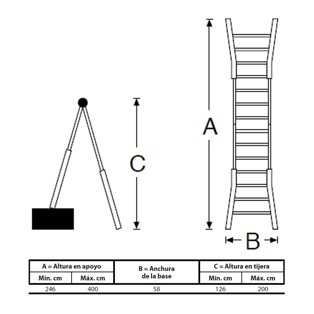 Escadote telescópico de aço 4+4 EDM - Image 2