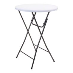 Mesa de jardim redonda polietileno dobrável branco Ø80 x 110 cm