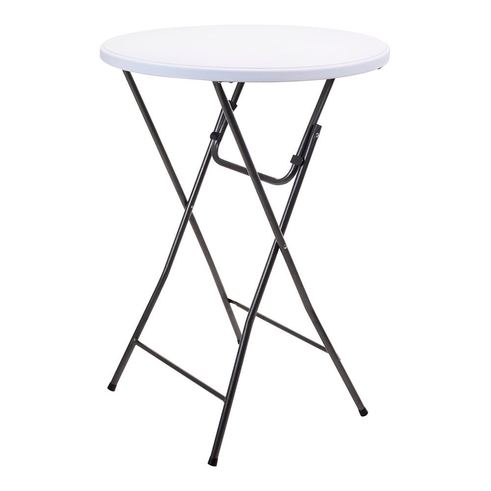 Mesa de jardim redonda polietileno dobrável branco Ø80 x 110 cm