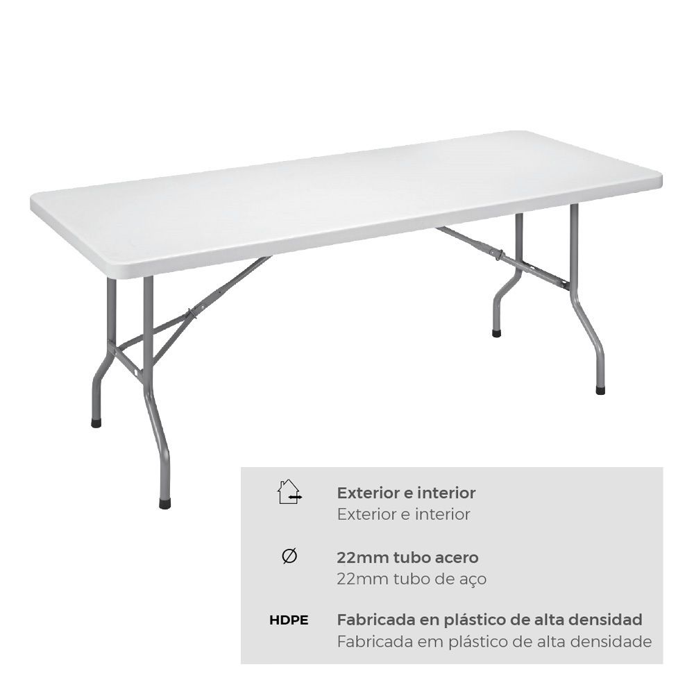 Mesa drobável 180x74x74cm tubo Ø22 x 1.0 mm - Image 2