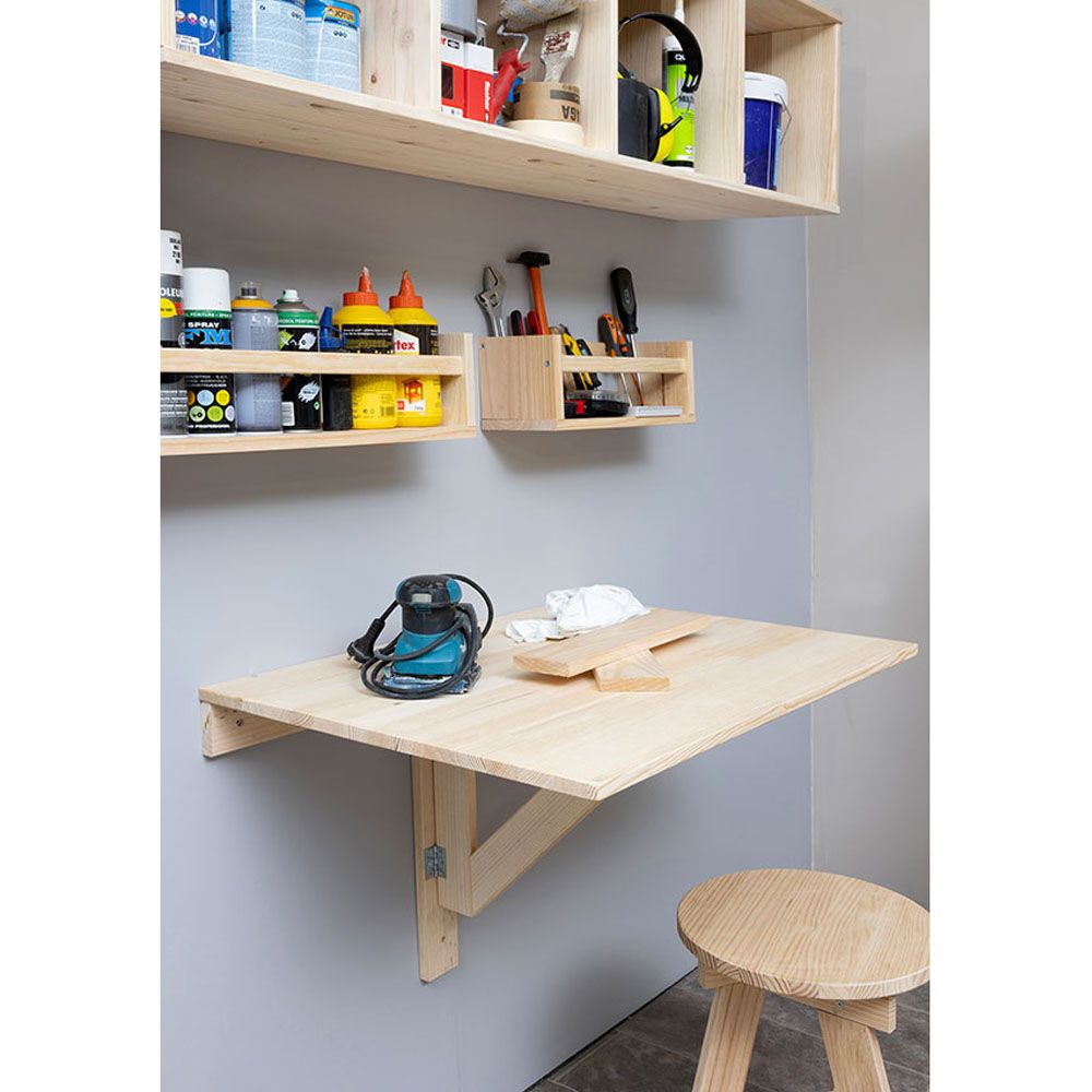Mesa de parede dobrável de madeira, 79 x 59 x 2 cm - Image 4