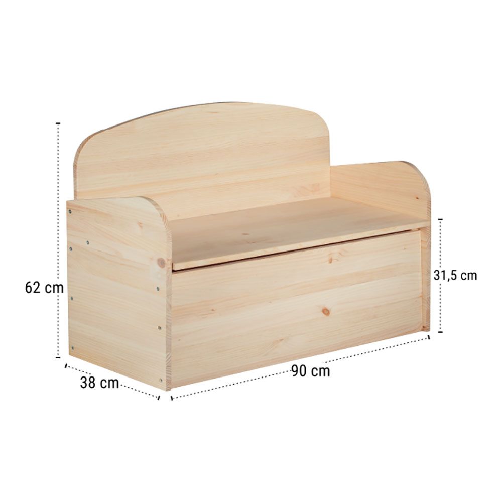 Banco baul deco de pinho 90x62x38cm astigarraga - Image 4