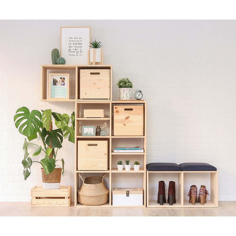Estante modular 3 cubos dinamic pinho maciço 107x36,2x34cm astigarraga - Image 3