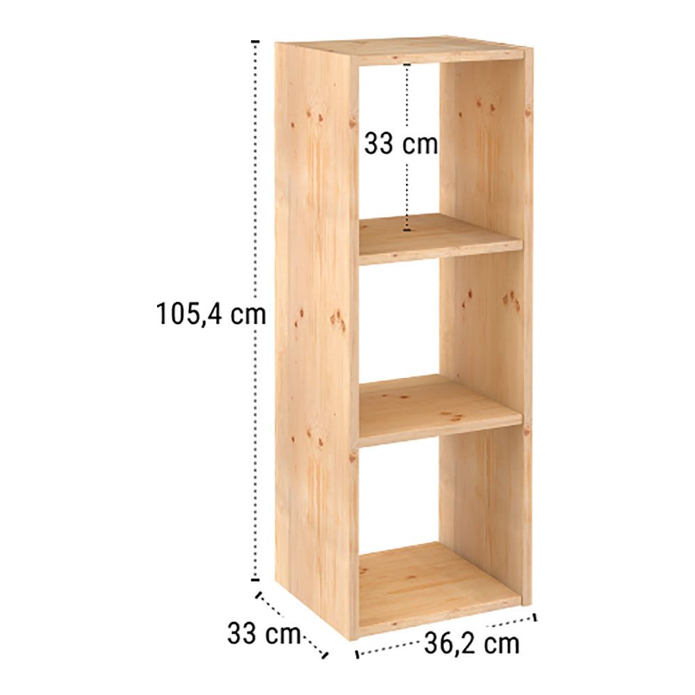 Estante modular 3 cubos dinamic pinho maciço 107x36,2x34cm astigarraga - Image 4