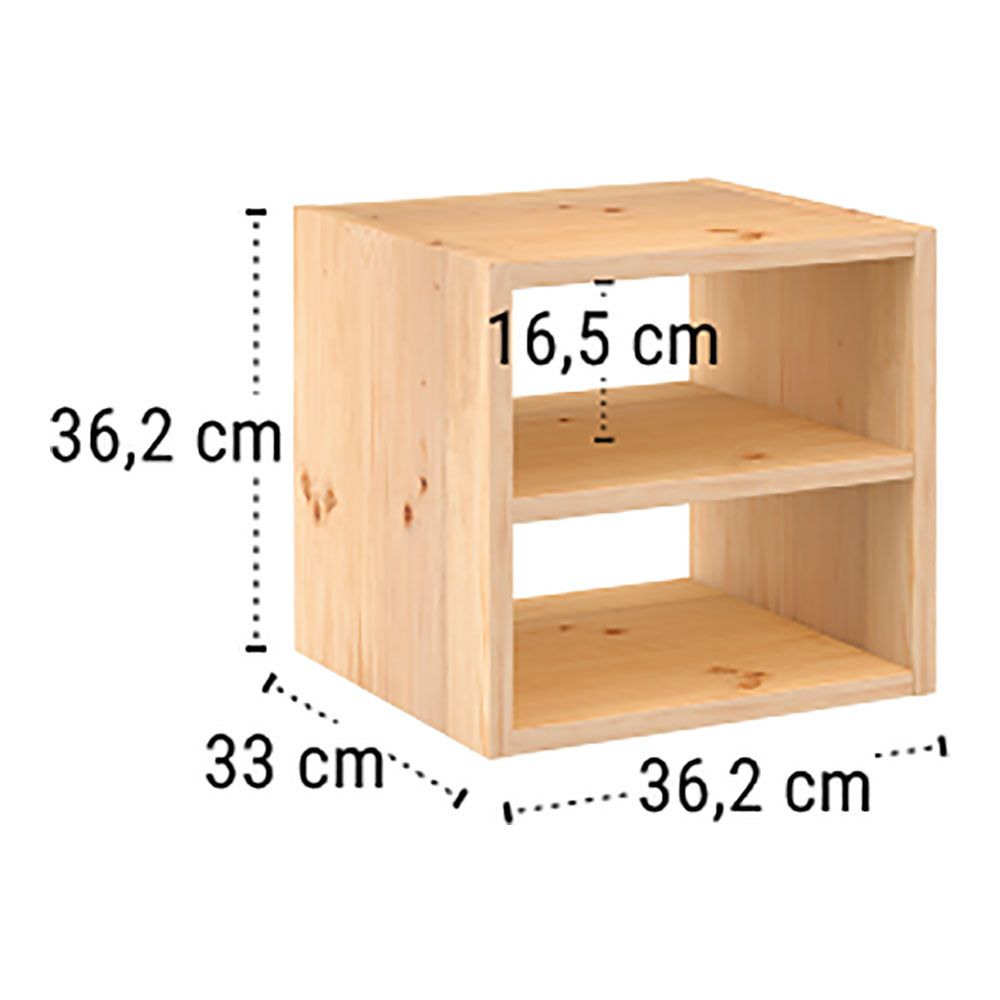 Estante modular 1 cubo + prateleira intermédia dinamic pinho maciço 36,2x33x36,2cm astigarraga - Image 2