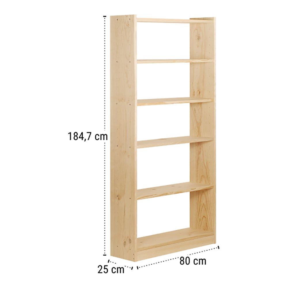 Livraria gala 6 prateleira de 80cm pinho MACIÇO79,6x25x184,7cm astigarraga - Image 2