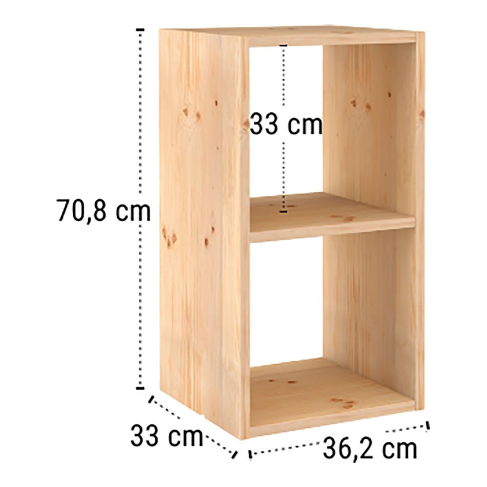 Estante modular 2 cubos dinamic pinho maciço 36,2x33x70,8cm astigarraga - Image 2