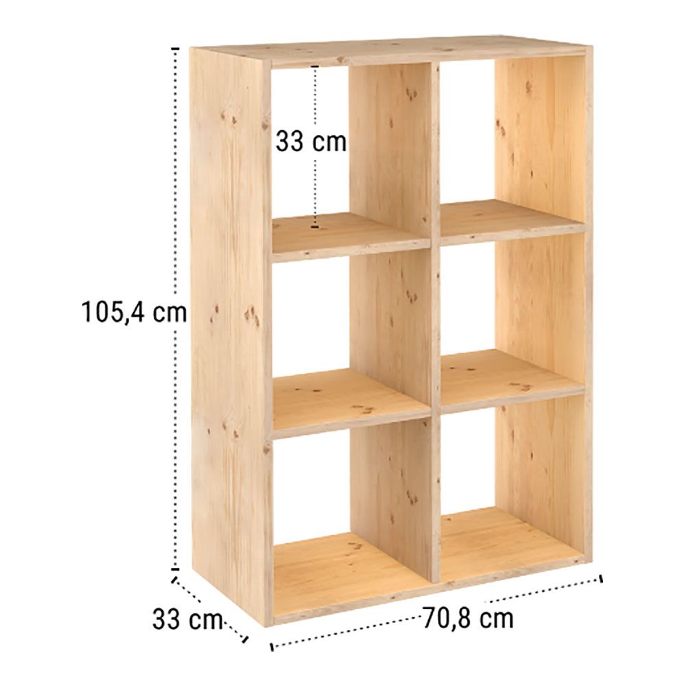 Estante modular 6 cubos dinamic pinho maciço 70,8x33x105,4cm astigarraga - Image 2