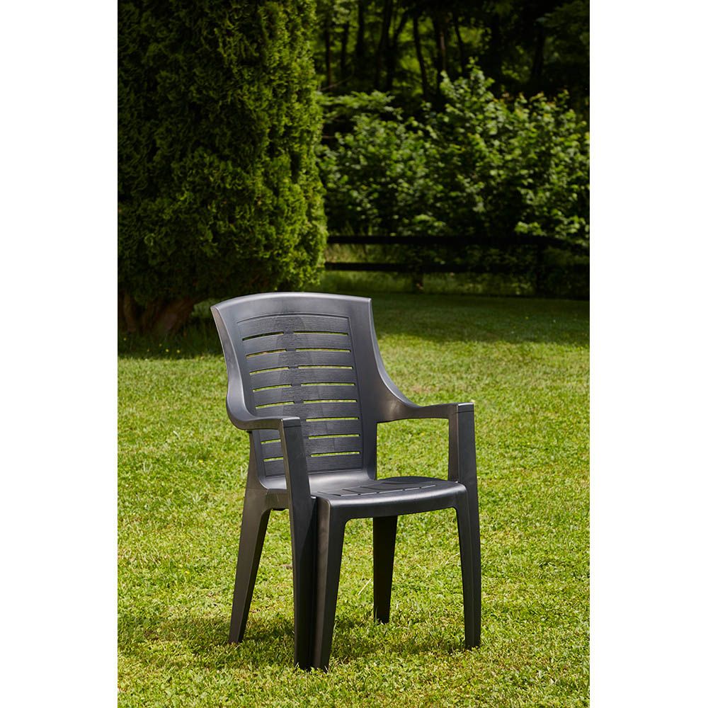 Cadeira empilhável talia, COR antracite, encosto alto, 55 x 60 x 91 cm - Image 2