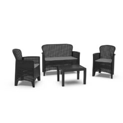 Conjunto jardim jungle 4 peças, antracite + almofadas