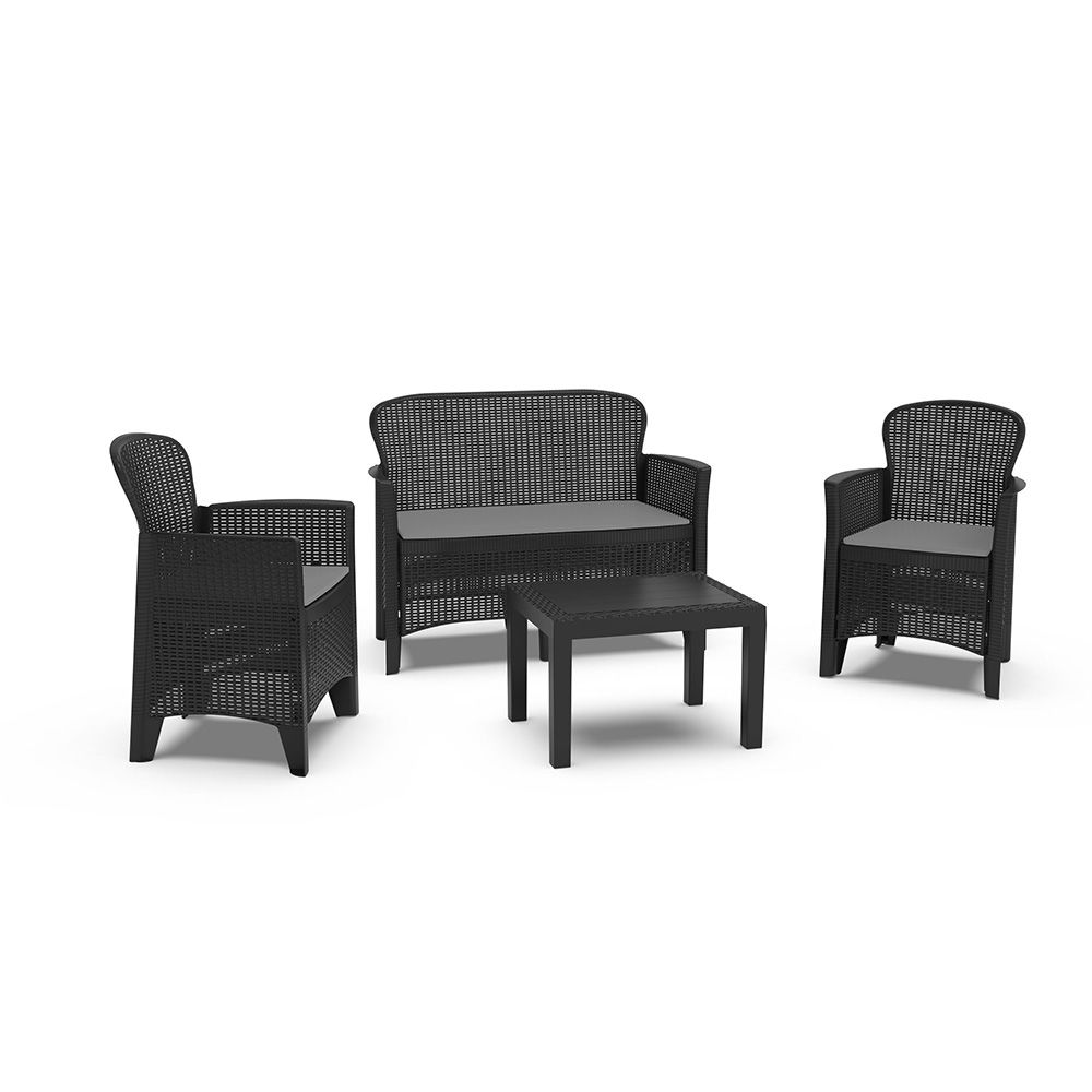 Conjunto jardim jungle 4 peças, antracite + almofadas