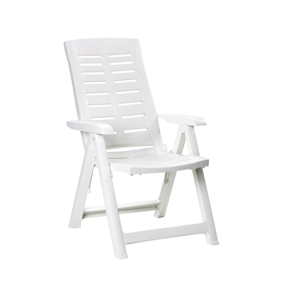 Cadeira dobrável com múltiplas posições, branca, 60 x 61 x 109 cm