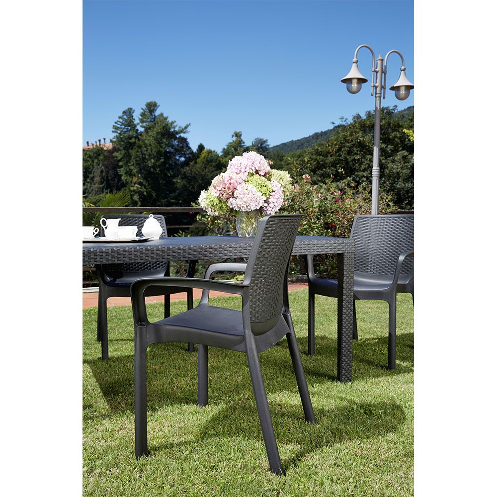 Cadeira empilhável regina, imitação de rattan, COR antracite, 61 x 54 x 82 cm - Image 2