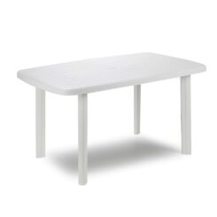 Mesa oval em formato de farol, branca, para USO externo, 72 x 137 x 85 cm