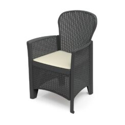IPAE PROGARDEN Poltrona imitação rattan folia cor antracite 60 x 58 x 89 cm