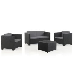 Conjunto de jardim diva tropea graffiti de 4 peças, antracite + almofadas