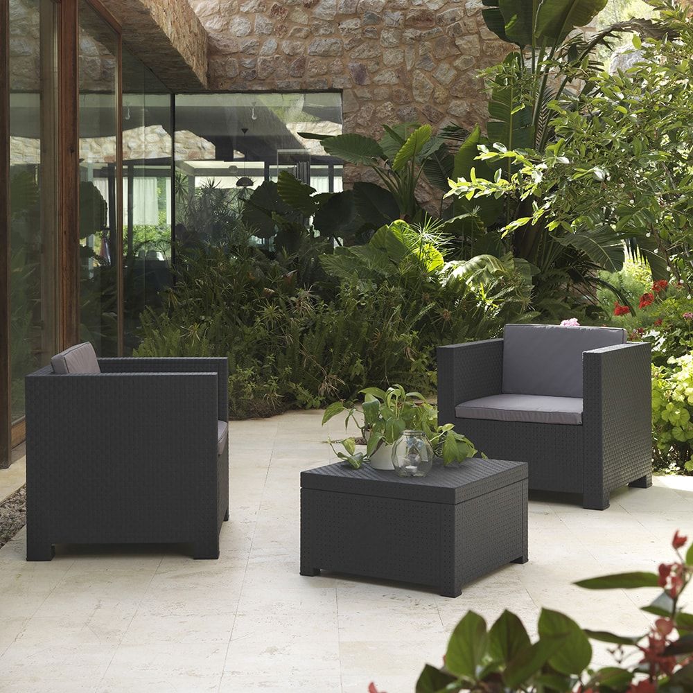 Conjunto de jardim diva tete grafit de 3 peças, antracite + almofadas - Image 2