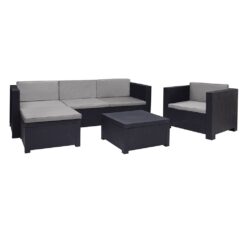 Conjunto manhattan garden, grafite, 3 peças, antracite + almofadas