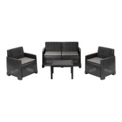 Conjunto de jardim iseo de 4 peças, antracite + almofadas