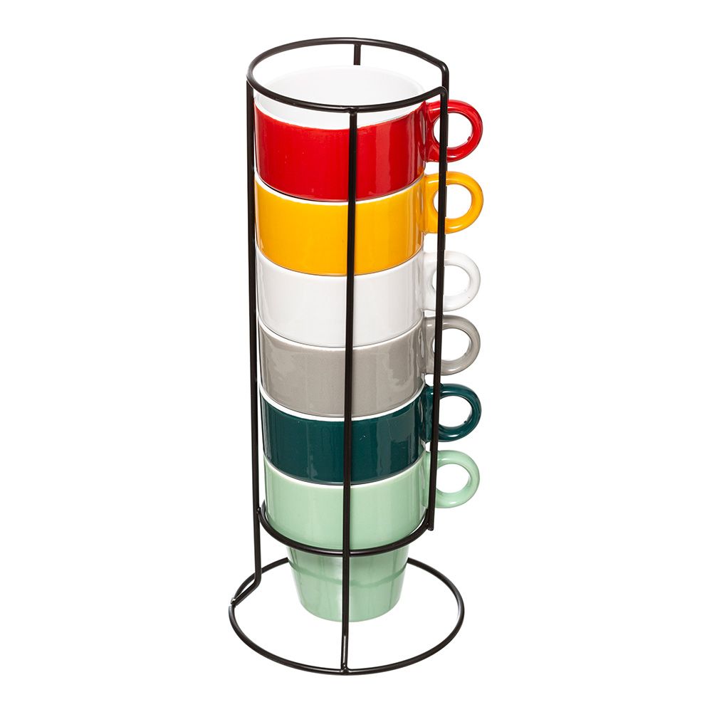 Chavena cores sortidas 6 UDS + suporte