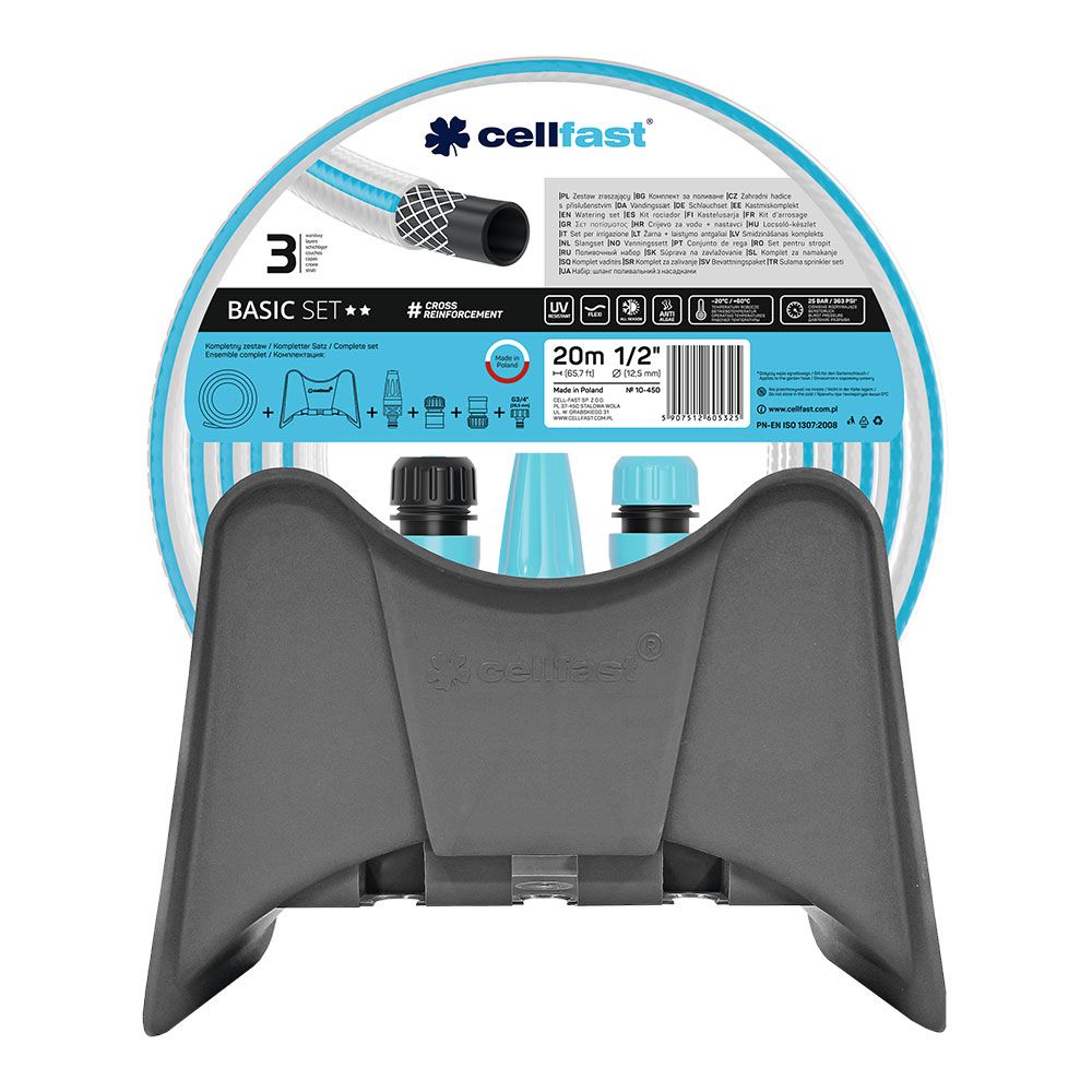 Conjunto básico kit de mangueira de jardim ø12,5 mm, ½ polegada, 20 m + cabide de parede
