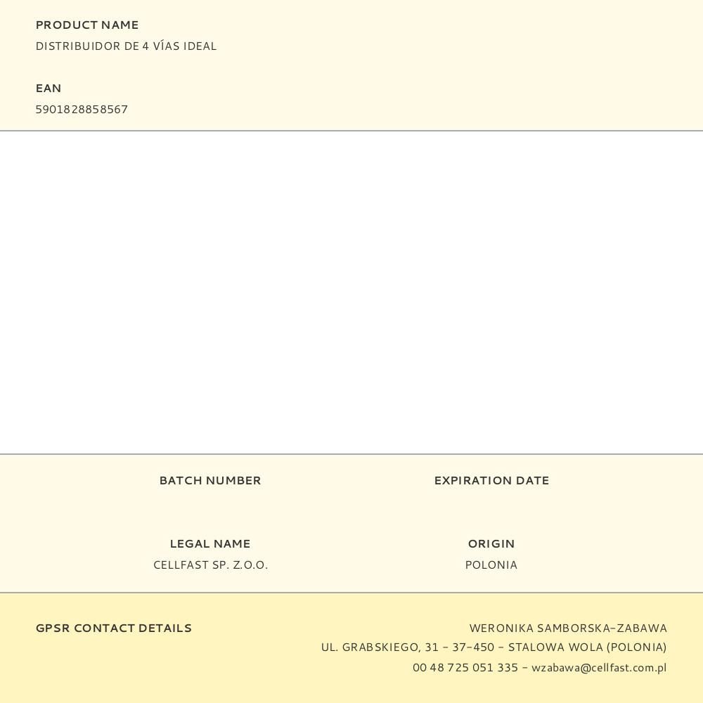 Distribuidor de 4 vias com válvulas para cellpro 6 bar, torneira roscada de ¾ polegada e 1 polegada, blister - Image 2