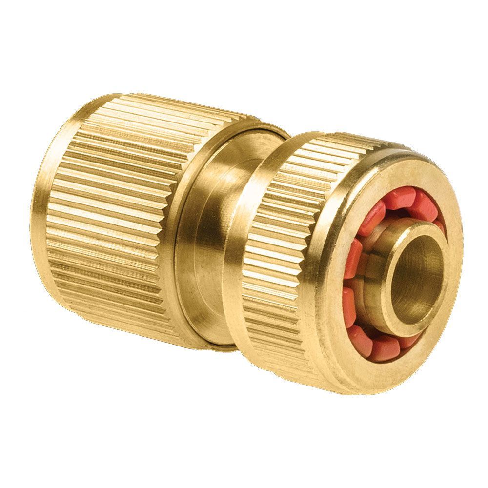 Conector rápido de mangueira de latão Stop Brass, 6 bar, ½ pol. - 5/8 pol., blister