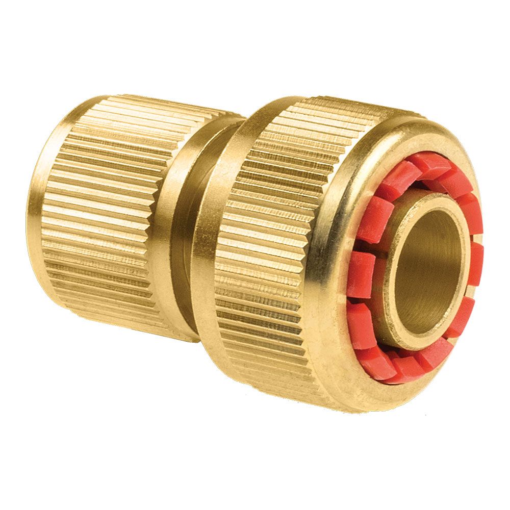 Conector rápido de mangueira de latão Stop Brass, 6 bar, ¾ pol., blister