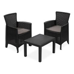 Conjunto de jardim forest 3 peças antracite + almofadas