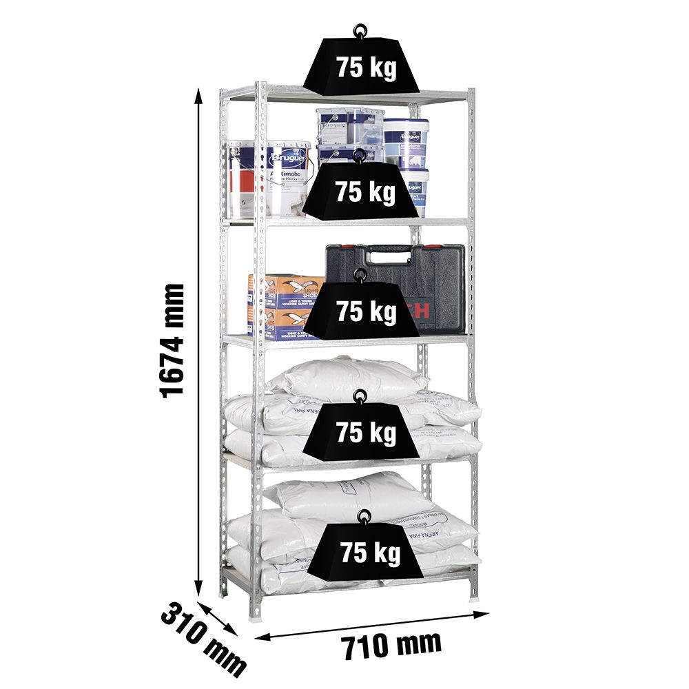 Estante madeira 167.4x71x31cm 5E galva/madeira 75KG simon rack - Image 3