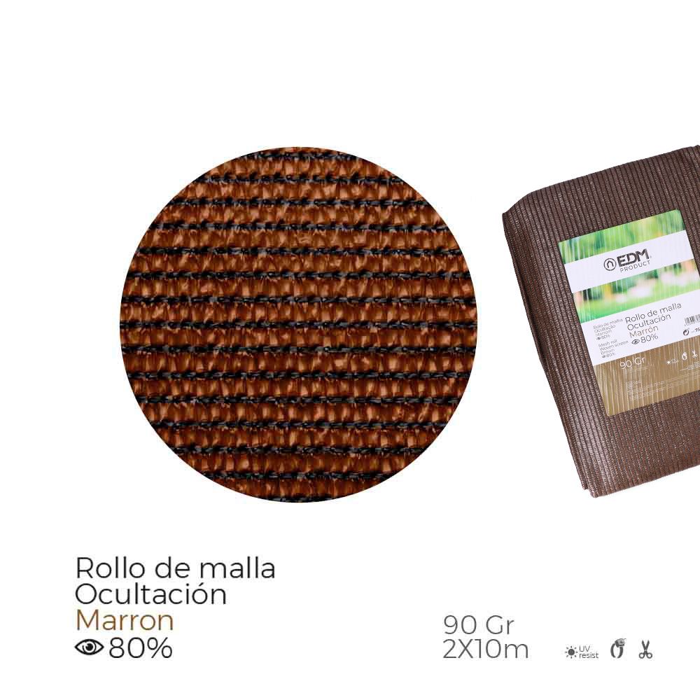 Malha de ocultaçao castanho 90 g/m² 2 x 10 m